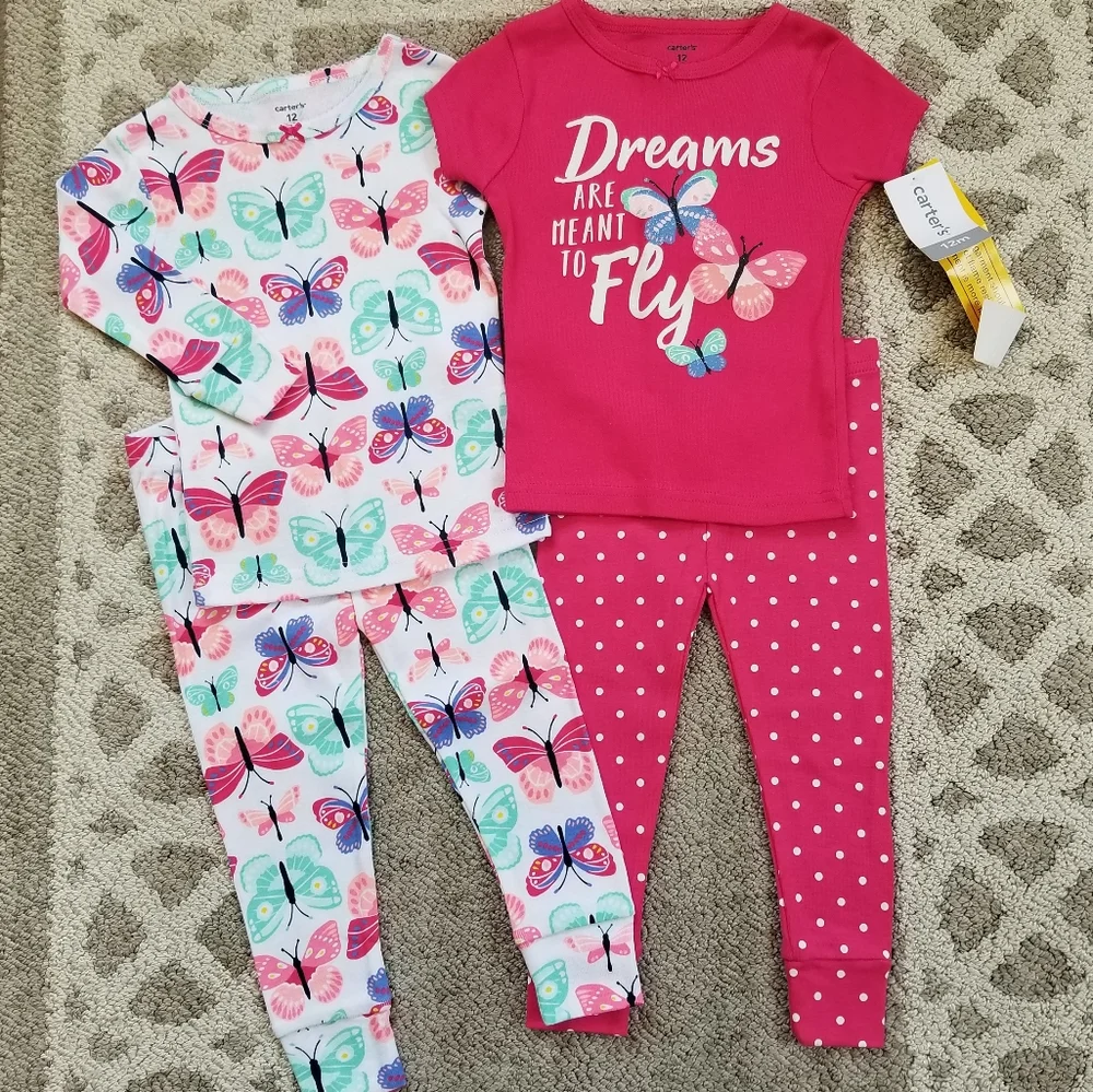 Carter's 4 Piece Pajamas Butterfly New